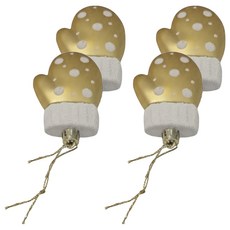 耶誕樹掛飾彩繪立體手套 4個, 金色, 1組