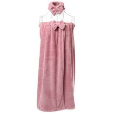 Market Pio 女性浴袍浴巾 + 髮帶, 玫瑰粉, 1套