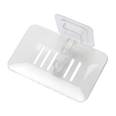 E.dot 透視水晶瀝水肥皂架/肥皂盒 壁掛式免釘 浴室收納好幫手, 白色, 1個