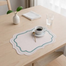 MF스토어 엘레강스 가죽 방수 테이블 매트 4p 기프트 패키지 세트, 시아 그린, 1세트, 45 x 30 cm