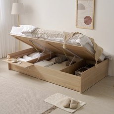 파로마 플루어 리프트업 수납침대 프레임 + 미니 협탁 + 본넬 매트리스 세트 방문설치, 네추럴(프레임, 협탁), 아이보리(매트리스)