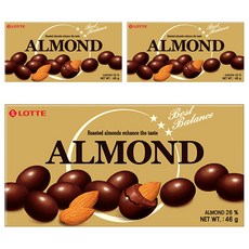LOTTE 樂天 杏仁可可球, 46g, 3盒