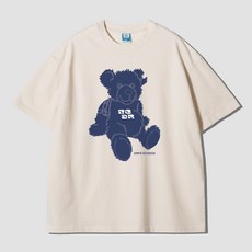 그랜피니 어센틱 오버핏 스티치 베어프린팅 라운드 통기성 20수 반팔 티셔츠