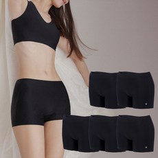 Slim9 New Basic 無痕四角內褲 5件組, 黑色