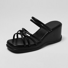 CHAAKAN SHOES 女款 Miroti 綁帶厚底楔型涼鞋 MLLTS2i1499, 黑色, 245