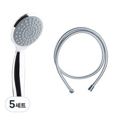 SAMWON COBRA ABC蓮蓬頭+金屬淋浴軟管 1.5m組, 鍍鉻(蓮蓬頭)+銀色(軟管), 5組