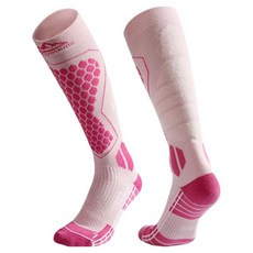 GOLOV.EJOy 羊毛長筒滑雪襪 運動機能壓力襪, 玫紅色, 1雙