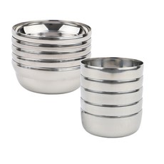商用不銹鋼釉面空氣服務套組, 單色, 不銹鋼飯碗 5p + 湯碗 5p