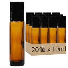 滾珠香水空瓶 10ml, 20個, 黑色(瓶蓋)+棕色(容器)