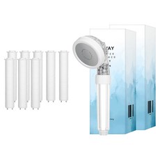 HappyDarling 3段式增壓蓮蓬頭+濾芯 4支組, 2組, 混色