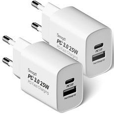 Seoga Type-C 超高速充電器轉接頭 25W PD3.0 PPS 2埠 多功能 白色 2入, 2個