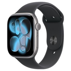 Apple 2025 Apple Watch S11 鋁金屬, 46mm, 太空灰色 + S/M黑色運動型錶帶, GPS