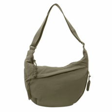 防潑水尼龍斜背餃子包 輕量 尼龍布料 多夾層大空間, 34 x 22 x 9cm, 綠色