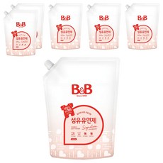 비앤비 비자극 유아 섬유유연제 시그니처 알러젠프리 자스민앤로즈향 리필형, 1.5L, 6개