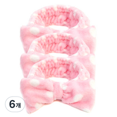 Rumours 蝴蝶結洗臉髮帶 HU081, 粉白圓點, 6個