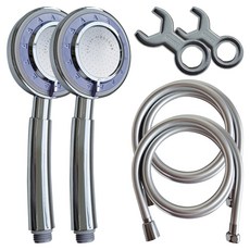 DOOJIN 增壓手持式蓮蓬頭+韓國製造防纏繞沐浴軟管 1.5m+板手組, 2組, 單色