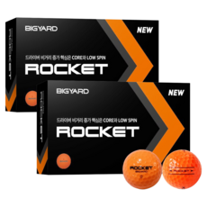 빅야드 로켓 골프공 정품볼 2피스 42.7mm, 오렌지, 15개입, 2개