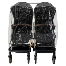 vivibaby 推車防風雨罩/防風防雨防塵嬰兒手推車雨罩 左右款 雙人推車適用, 透明色, 1個