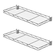 KI WISH 居家生活 側邊置物架 搭配深度46cm鐵架 適用1英吋鐵管 (45.7x20.6x4cm), 銀色, 2個