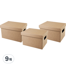 포테가르 종이 리빙박스 무지, 갈색, 9개