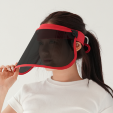 에이빅 여성 와이드 썬캡 투명 썬바이저, 레드