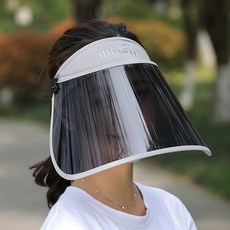 에이빅 여성 와이드 썬캡 투명 썬바이저, 그레이
