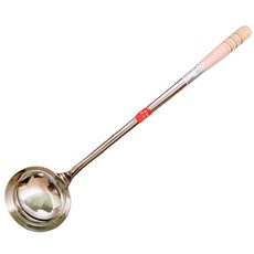 AOK 304不鏽鋼木柄加強杓 耐用防燙 輕鬆烹飪各式料理, 4號, 1支