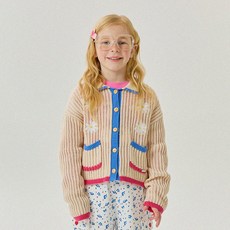 Riebello兒童款雛菊翻領開襟衫