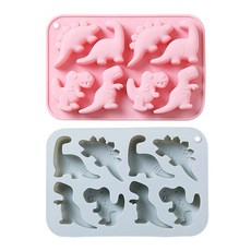 8格矽膠恐龍造型模具 2入, 1套, 藍色, 粉色