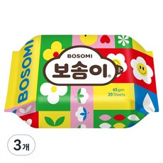 보솜이 펀앤플레이 아기 물티슈 휴대형, 20매, 3개, 65g