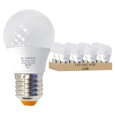 TATUNG 大同 LED節能燈泡 5W BL/5W/830, 燈泡色, 20個