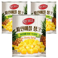 리치스 파인애플 청크 통조림, 836g, 3개