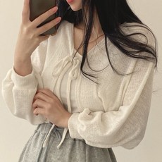 엘쏘 여성용 바닐라 리본 크롭 볼레로