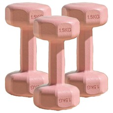 體育健身03 女士小啞鈴 18 x 9 x 10cm 櫻花粉, 1kg, 3個