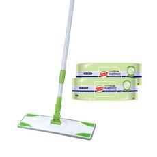 3M Scotch-Brite 百利 基本款平板拖把+濕拖巾25抽 L號, 1組