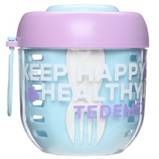 Kitensil 沙拉罐 水果 單層便當盒 + 醬料盒 + 叉子組, 1套, 天空紫