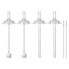 hibee Double Heart/Grosmimi/Upis適用替換吸嘴 2入+重力球吸管+簡易吸管+吸管刷組 第2階段, 2組, 單色