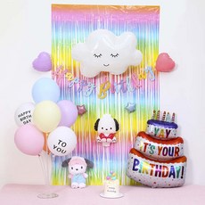 피앤비유니티 마카롱 케익풍선 가랜드커튼세트, 05 케익풍선 가랜드커튼세트 마카롱포차코, 1세트