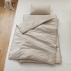 PRIELLE Momo棉質午睡被+睡毯+枕頭+收納袋組, 米色