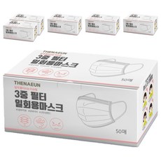 THENAEUN 三層過濾一次性口罩 小型, 50入, 6個, 白色