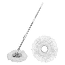 ThinkPick 高級手壓旋轉拖把 + 超細纖維拖把布組合, 混和顏色, 1套