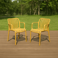 하비티 아웃도어 카페 테라스 야외 의자 2P, 옐로우, 1개