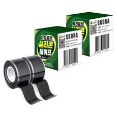 스코라 자기융착 방수 전기 절연 실리콘 테이프 블랙 25mm x 1.5m, 4개