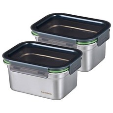 LocknLock 樂扣樂扣 Stackable 不鏽鋼保鮮盒 1L, 2個, 盒身 + 上蓋