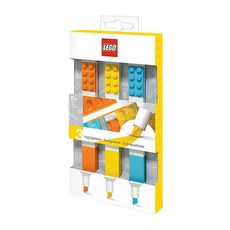 LEGO 樂高 積木螢光筆, 橘色 + 黃色 +藍色, 3支