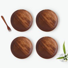 니코트 우드 플레이트 round L, 4개, 단품