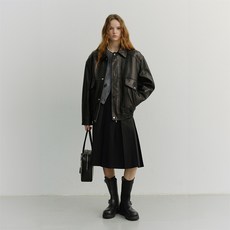 Dunst 男女通用 Oversize 復古皮革飛行夾克 UDJU6A103