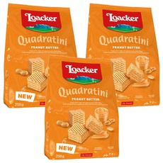 Loacker 萊佳哈斯 威化夾心方塊酥 花生醬口味, 3包, 250g