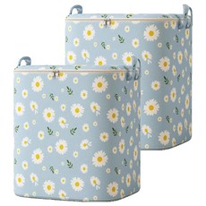 앞날창창 대용량 이불 정리 리빙박스 패브릭 수납함, 블루, 2개