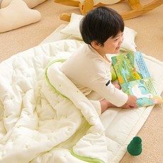 Jjamjako May 圓點提袋型午睡被套組, 綠色圓點